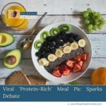 The post, featuring a meal plate of sprouts, fruits, and nuts, garnered significant attention for its claimed nutritional benefits.