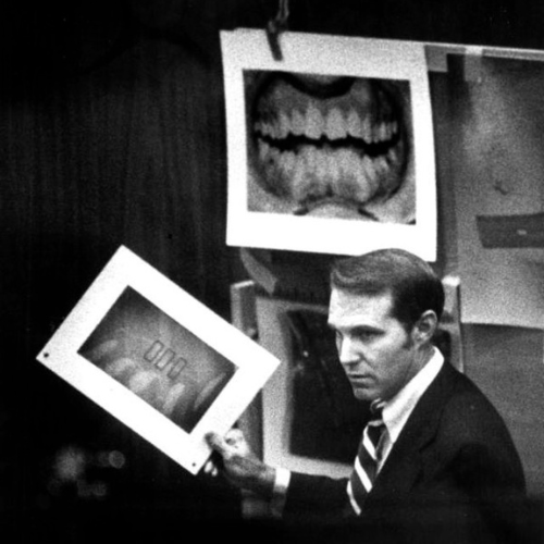 Tallahassee, Florida. Dr. Richard Souviron presents dental evidence at the trial of Ted Bundy for the Chi Omega Murders.