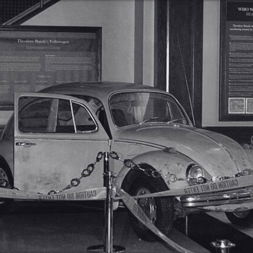 Ted Bundy's 1968 VW Beetle. This was the car he used for most of his murders. Now on display at the National Museum of Crime & Punishment in Washington, DC