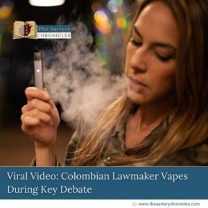 Colombian Congresswoman Cathy Juvinao caught vaping during a key healthcare reform discussion on December 17.