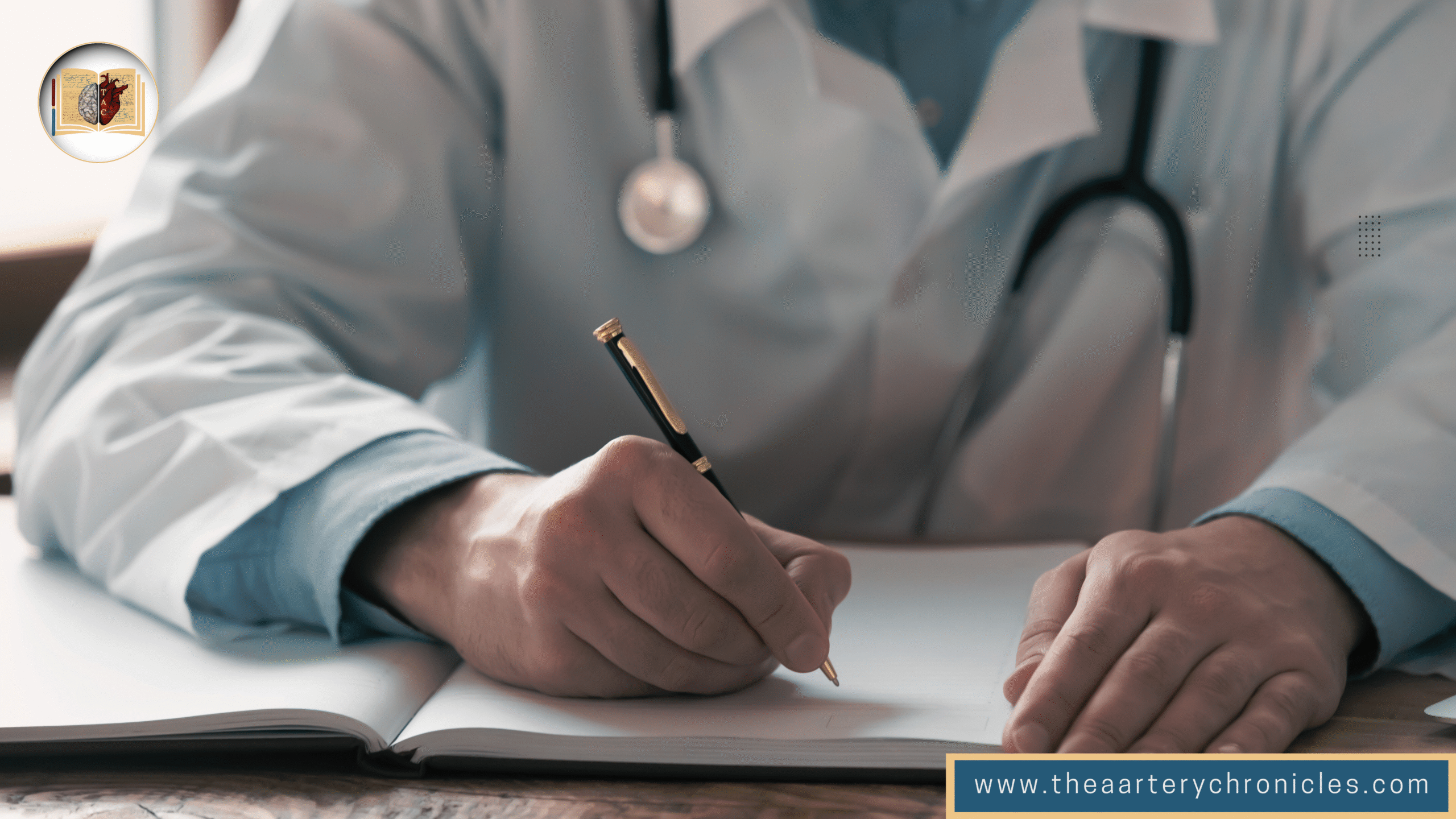Medical Journalism & Writing Course by The Aartery Chronicles with doctor writing in the background.