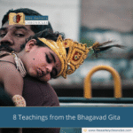 Father carries his child dressed as Lord Krishna, wearing a golden crown with a peacock feather, jewelry, and traditional makeup.