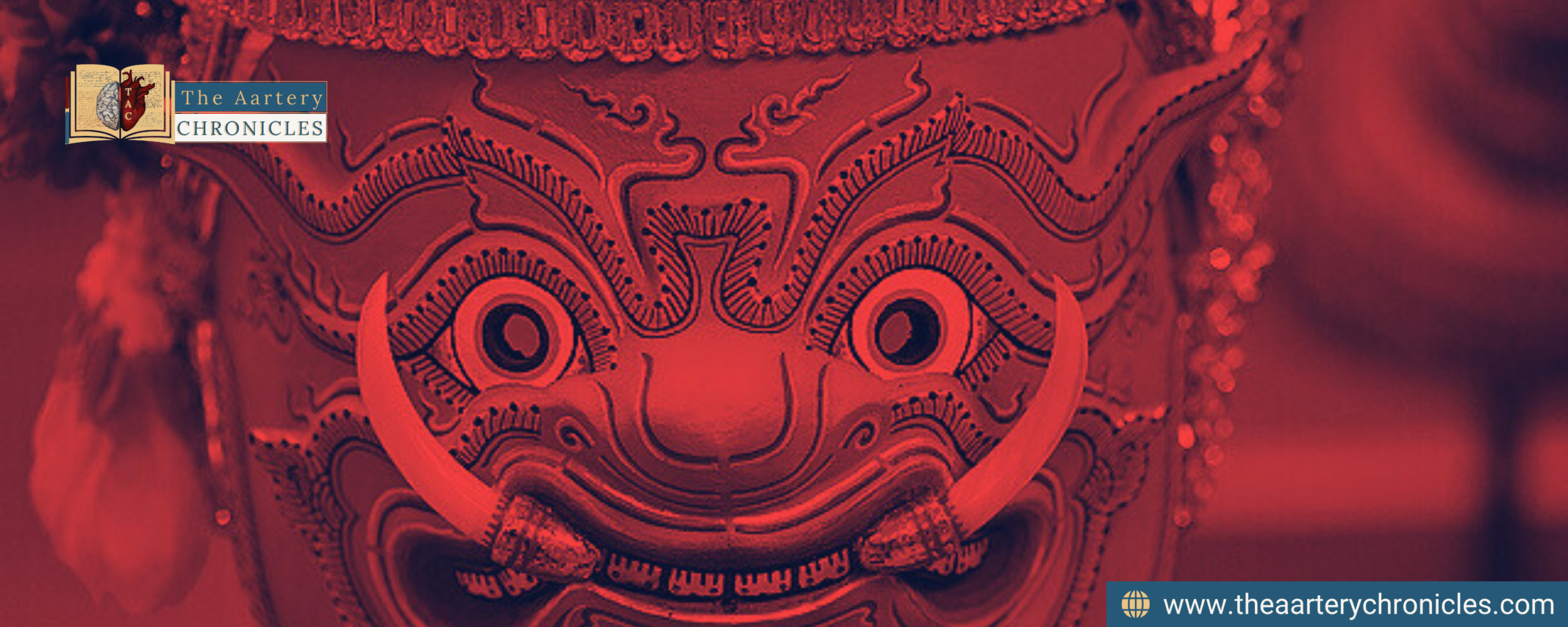 Dussehra reflection – symbolic Ravana mask in red tones representing inner demons and the blurred lines between good and evil – The Aartery Chronicles