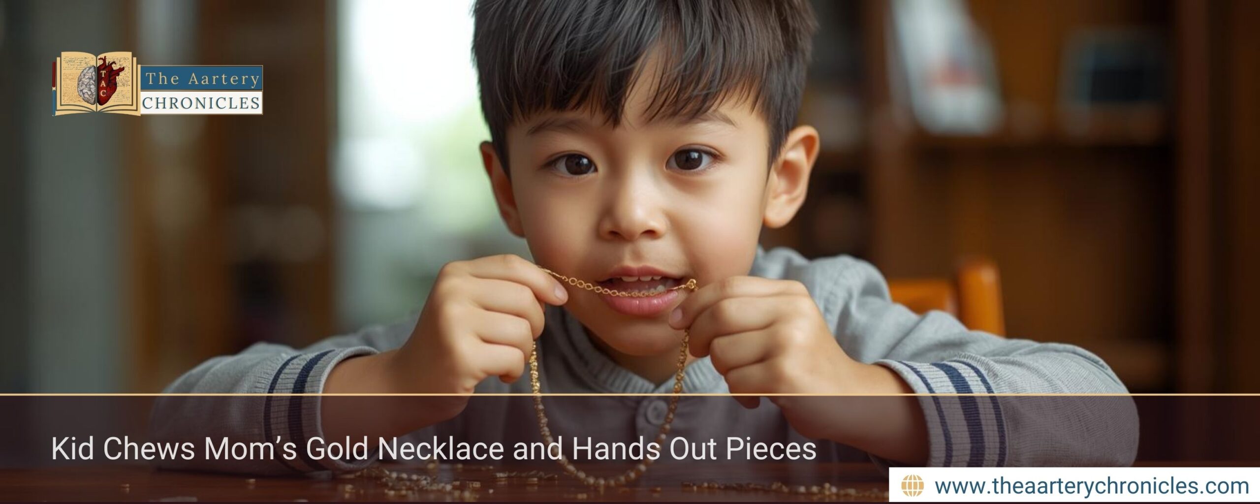 Kid Chews Mom’s Gold Necklace and Hands Out Pieces