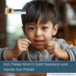 Kid Chews Mom’s Gold Necklace and Hands Out Pieces